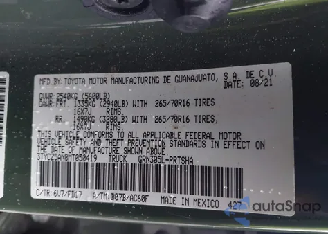 2021 Toyota Tacoma Trd Off-Road из США, поврежденный, VIN 3TYCZ5AN8MT050419
